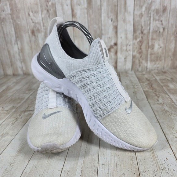 Nike Phantom Run Flyknit Mens White Running Shoes Sneakers CJ0280 100 Size 9 - Picture 6 of 8